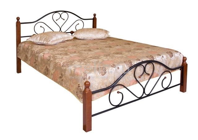 Кровать FD 802 KING (решетка металлическая) 182*203. Цвет: Rose Oak (Темная вишня), массив гевеи