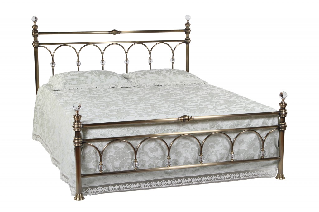 Кровать 9801 L - 160х200 см, цвет: Antique brass - Античная медь - с КРИСТАЛЛАМИ