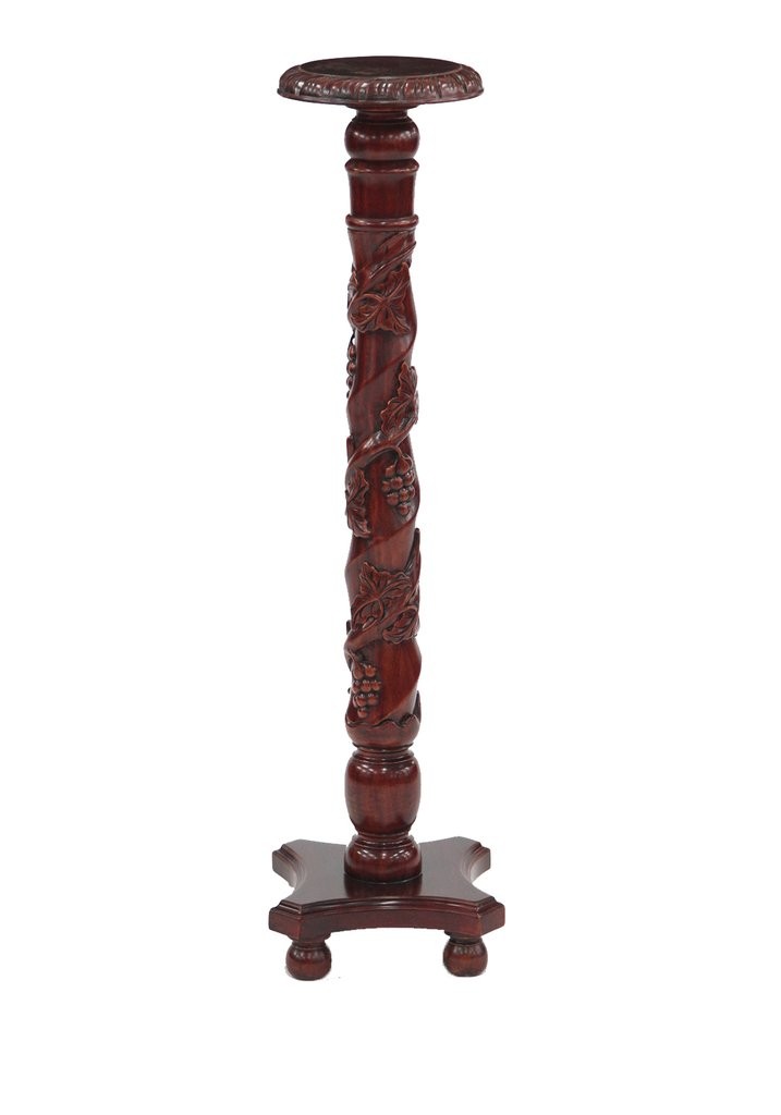 Подставка для цветов HK-732 цвет: Вишня. GRAPE CARVED PLANSTAND 4 legs, ANTIQUE, ручная работа