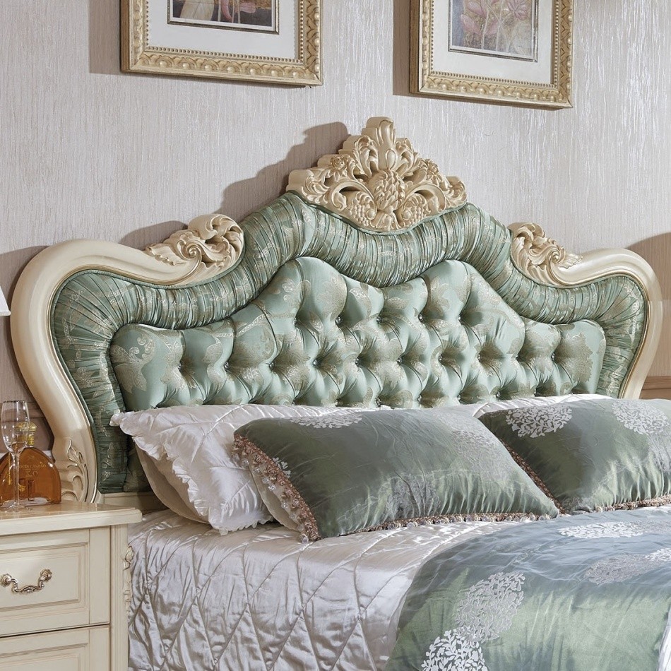 Кровать (180х200) Милано, изголовье-ткань УЗОР, BED 1,8m,  цвет: Слоновая кость изголовье крупным видом