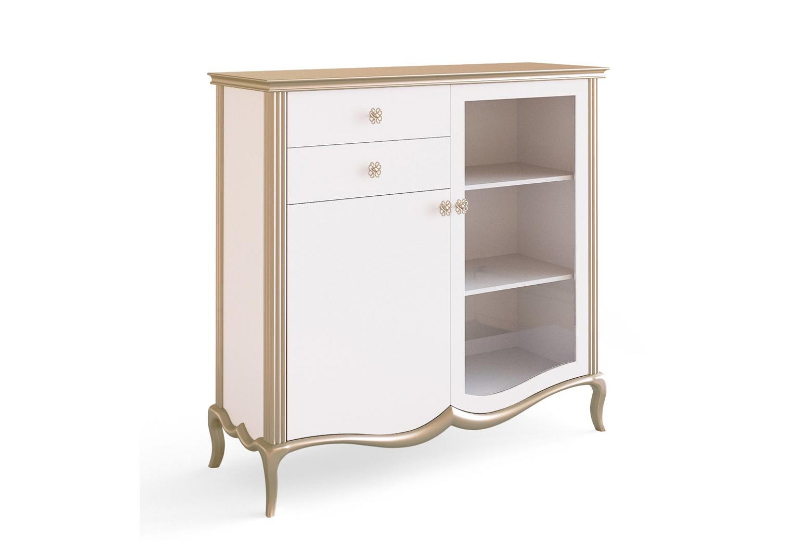 Тумба Venezia арт.315 из массива березы белый с золотом