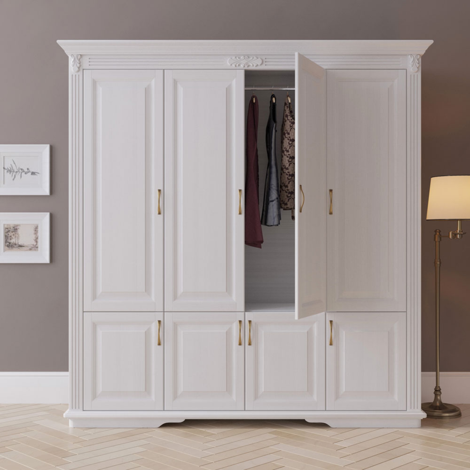 Шкаф Палермо 4ств бук Белый 4-1