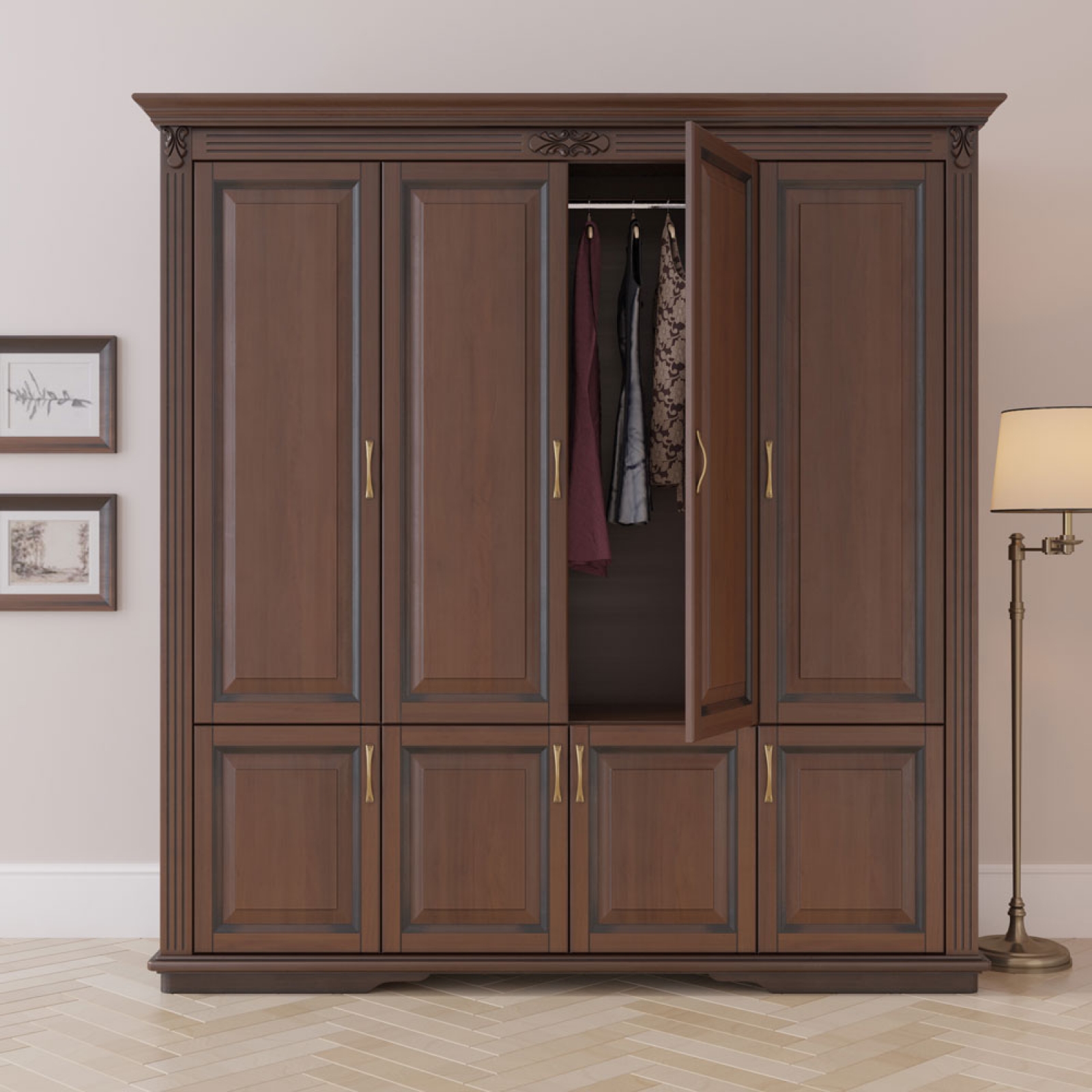 Шкаф Палермо 4ств бук Орех 4-1