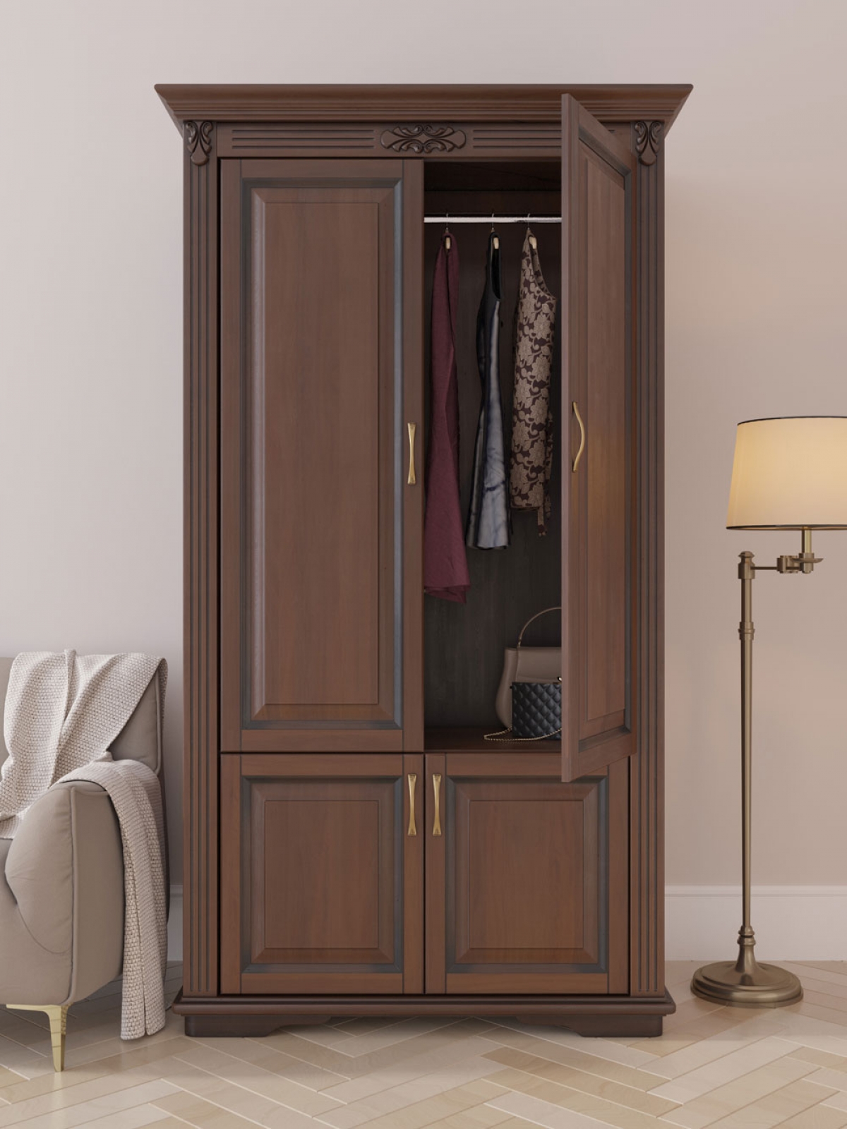 Шкаф Палермо 2ств бук Орех 2-1