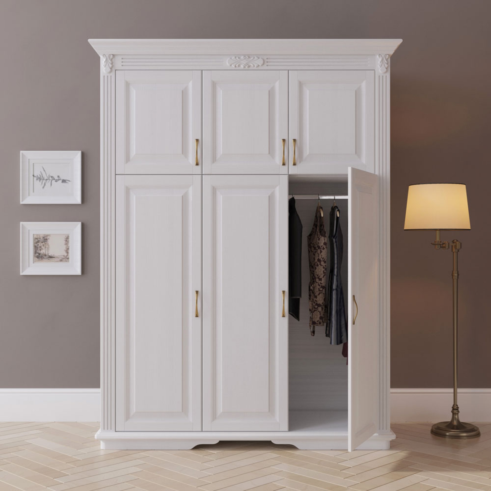 Шкаф Палермо 3ств бук Белый 3-3