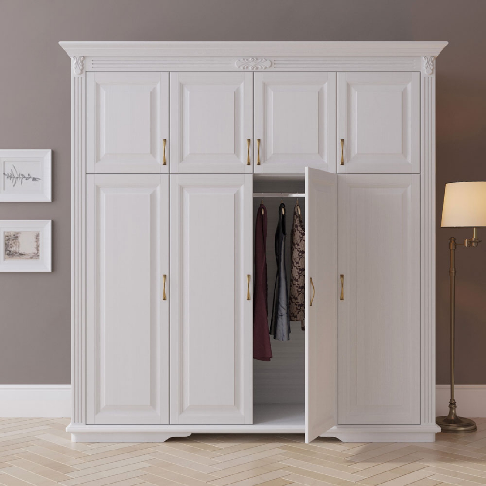 Шкаф Палермо 4ств бук Белый 4-3