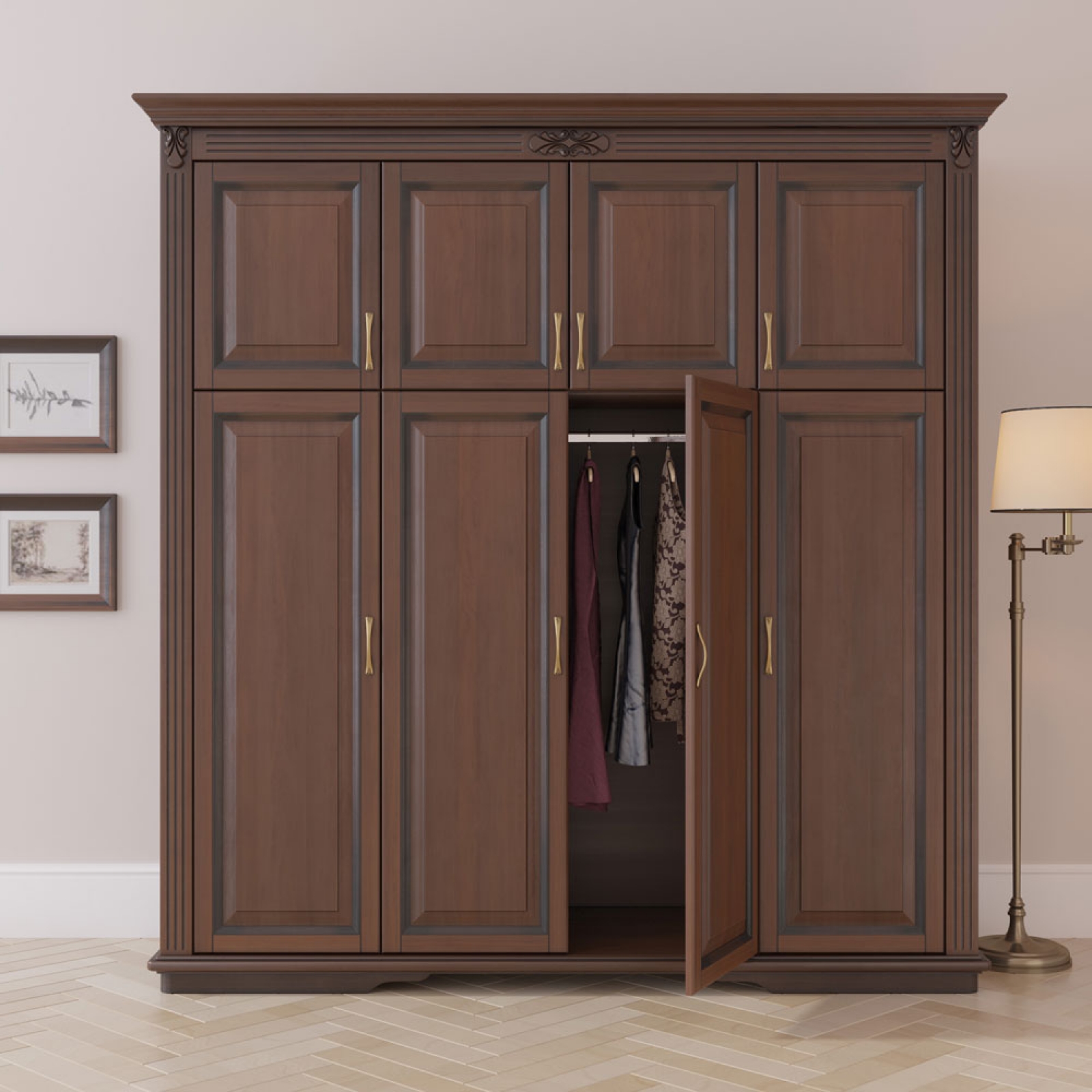 Шкаф Палермо 4ств бук Орех 4-3