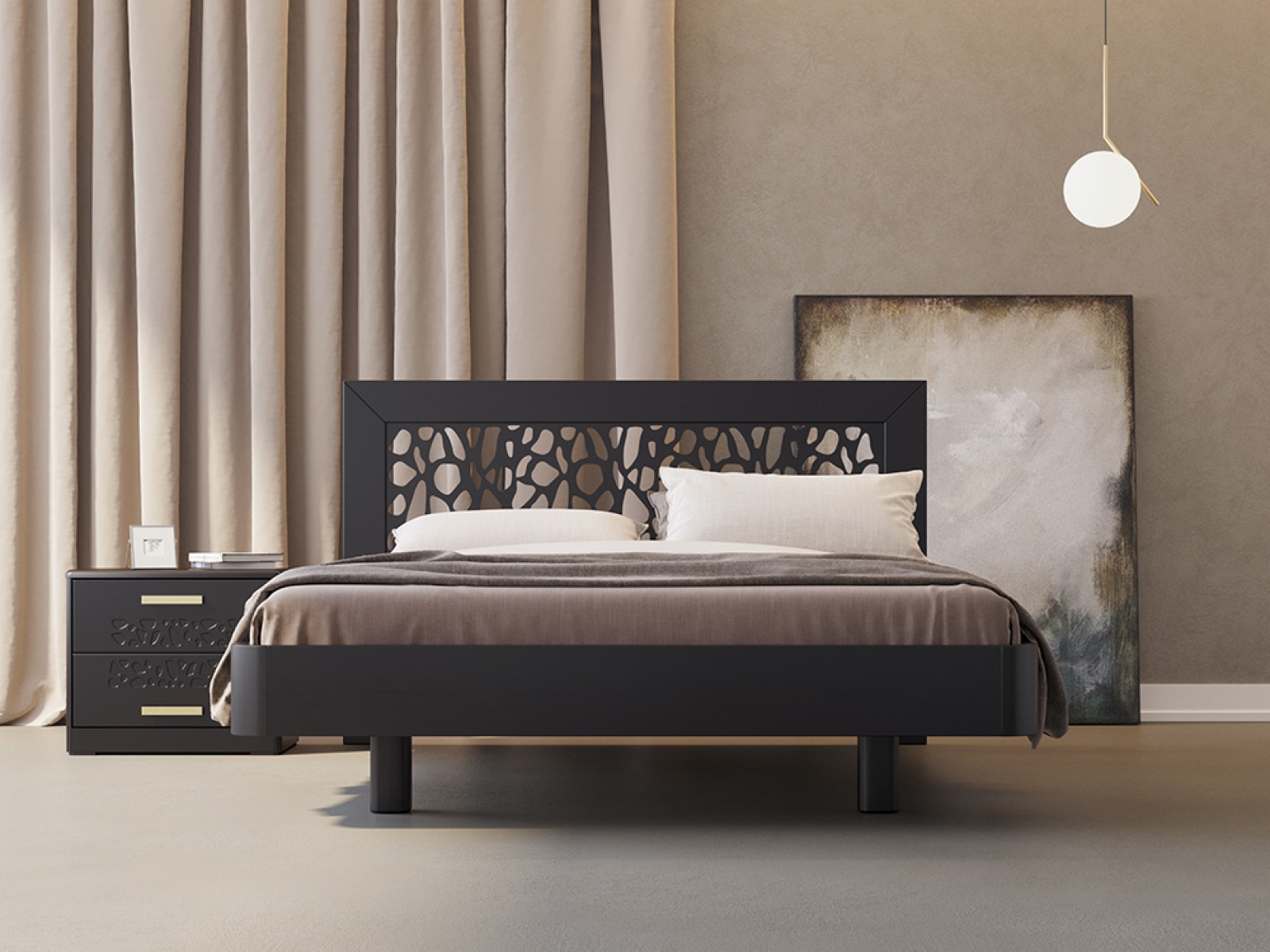 Кровать Веро из массива бука в цвете Венге