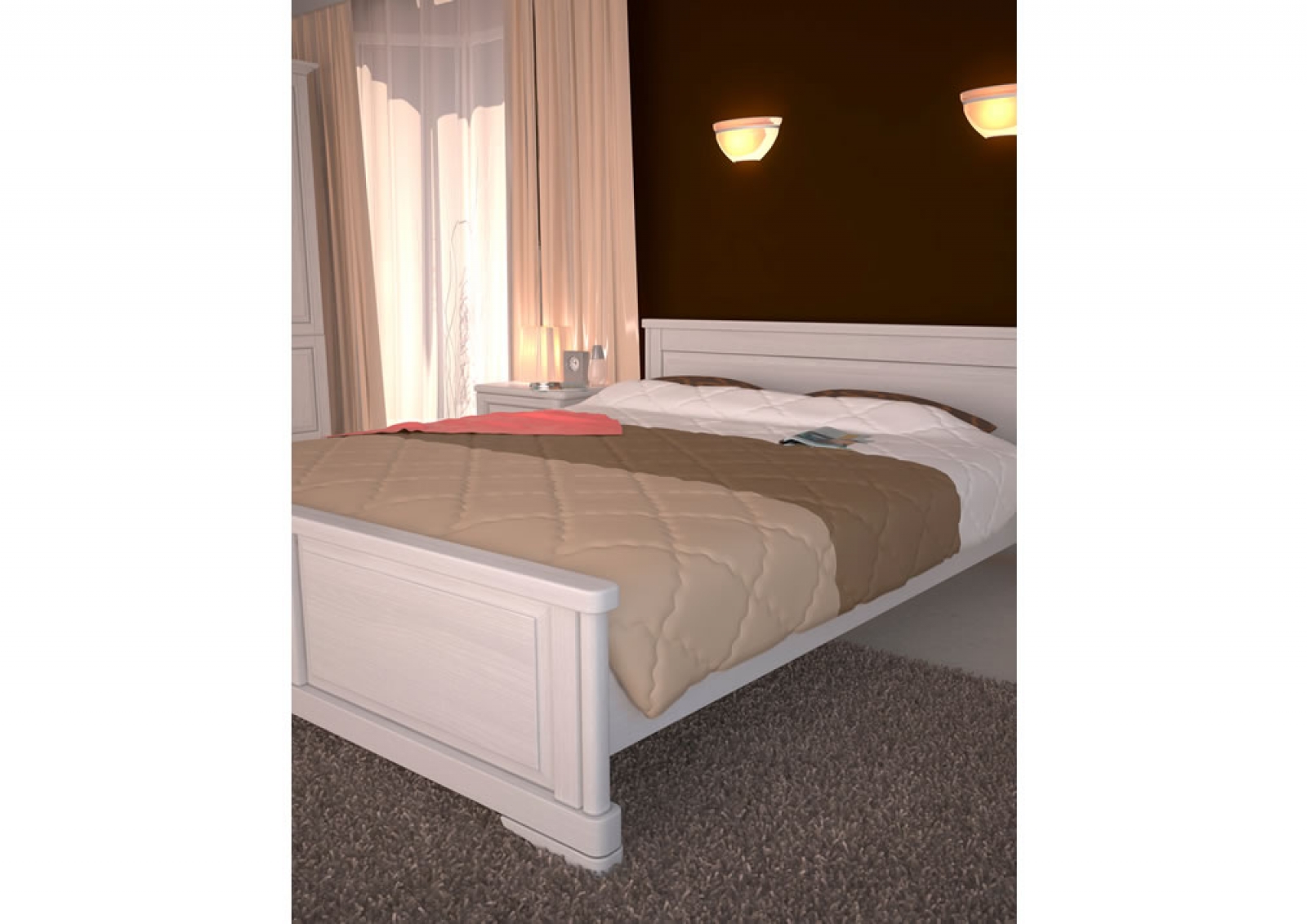 Кровать 90х200 с боковой спинкой и ящиками