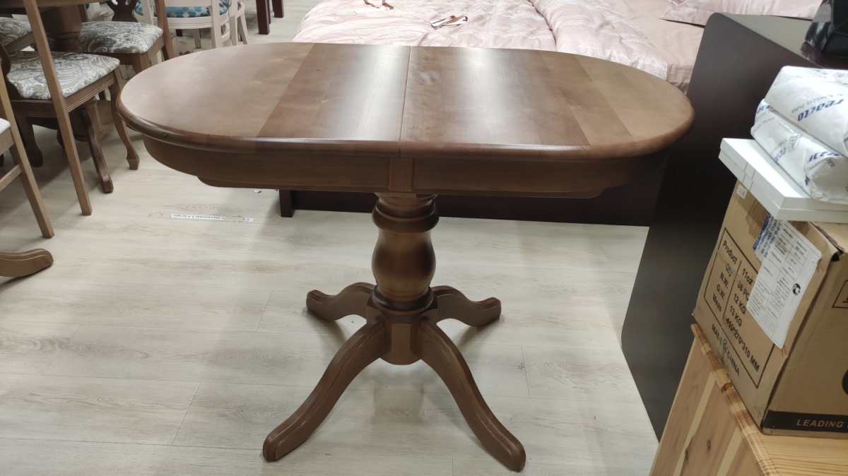 Стол на 1й ножке из березы в цвете Орех