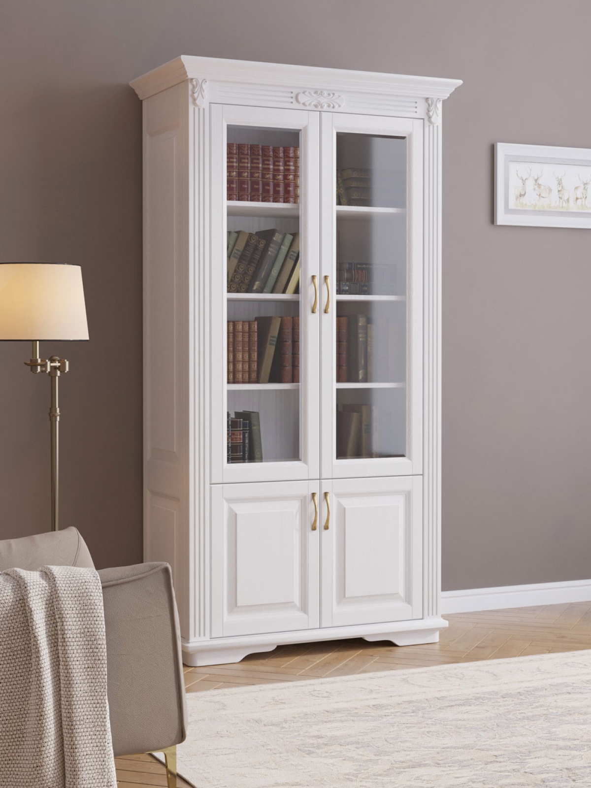 Книжный шкаф Палермо 2ств бук Белый