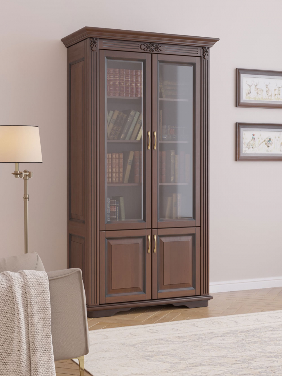 Книжный шкаф Палермо 2ств бук Орех