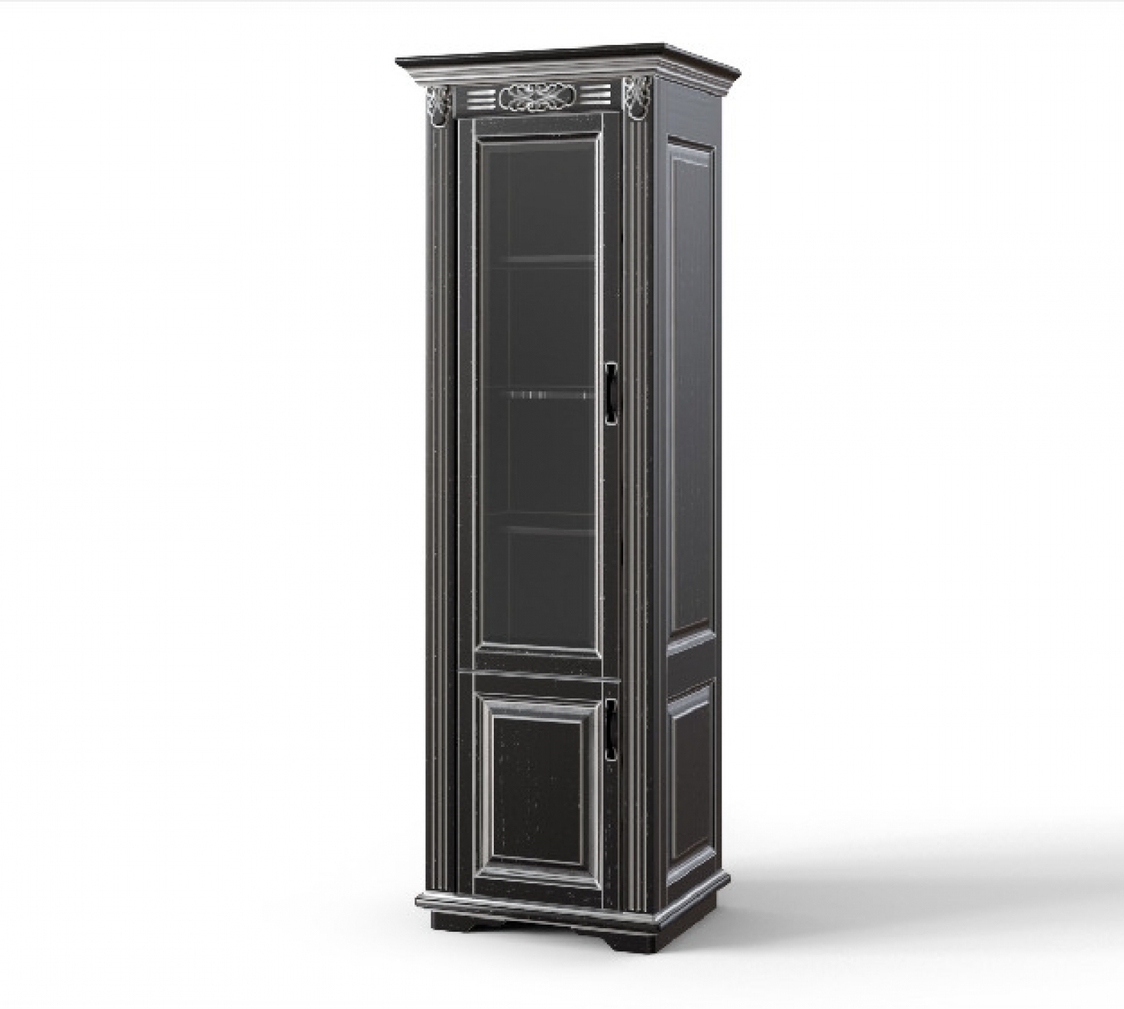 Шкаф для книг Палермо 1ств ясень Венге с серебряной патиной